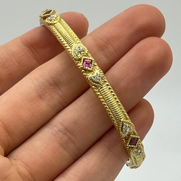 Judith Ripka 18K Yellow Gold Diamond Bangle Bracelet - Picture 2 of 6